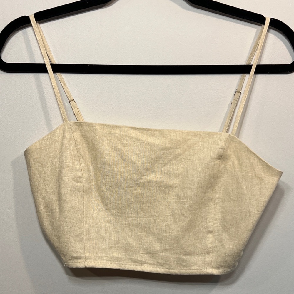Forever 21 Cream Fitted Crop Top Camisole